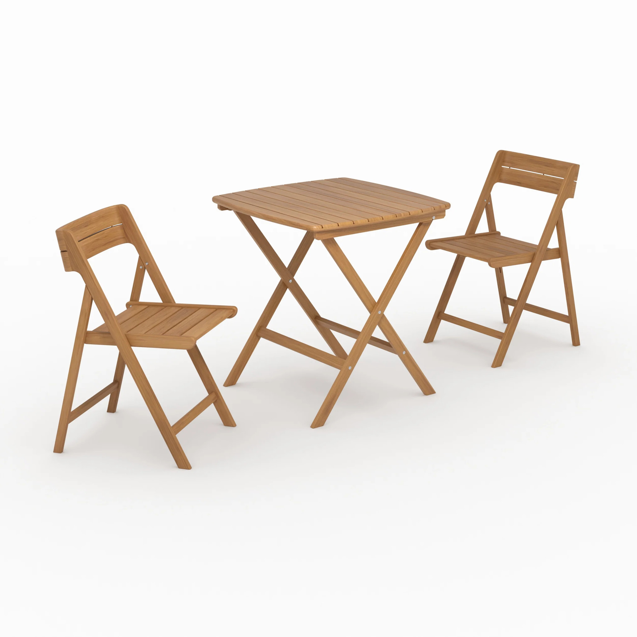 Table et chaises de jardin en bois d'acacia huilé 2 personnes - Siquijor