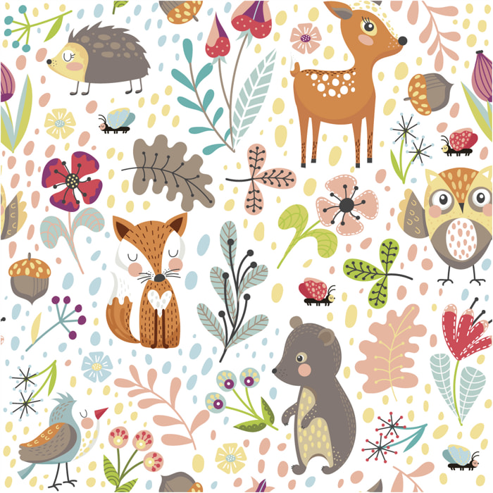 Sticker effet papier peint - LES ANIMAUX DES BOIS