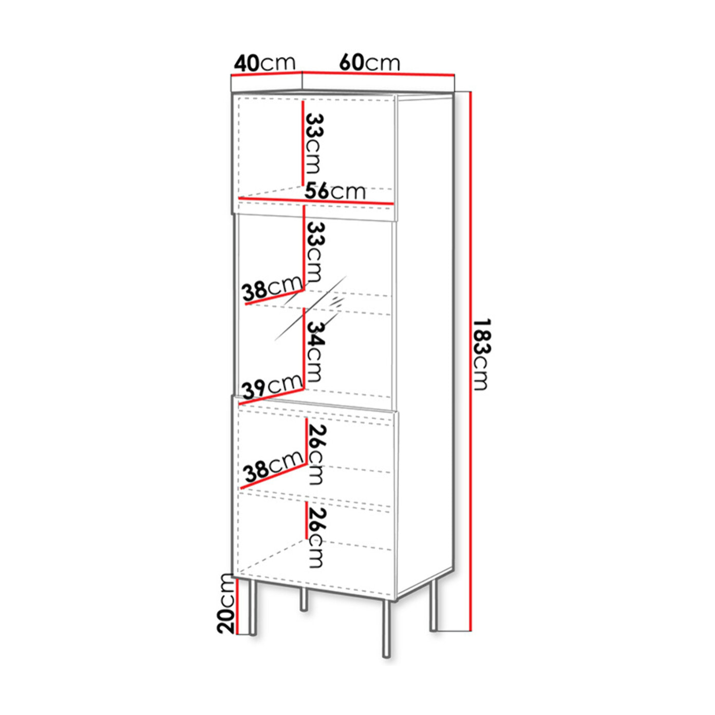 Franco - vitrine - effet bois - 1 porte - 183 cm - Bois
