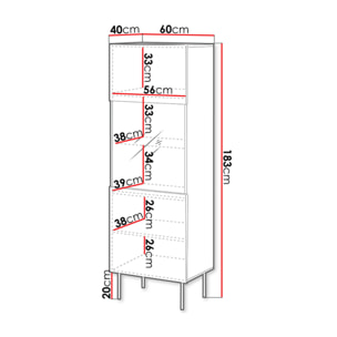 Franco - vitrine - effet bois - 1 porte - 183 cm - Bois