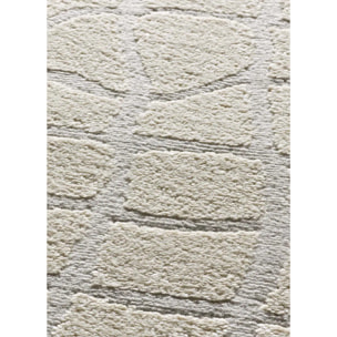 BARESA Alfombra moderna con relieve en tonos crema y gris, varias medidas disponibles