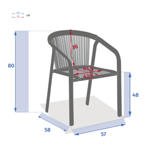 Fauteuil de jardin empilable "Riu" miel & blanc en aluminium traité en epoxy