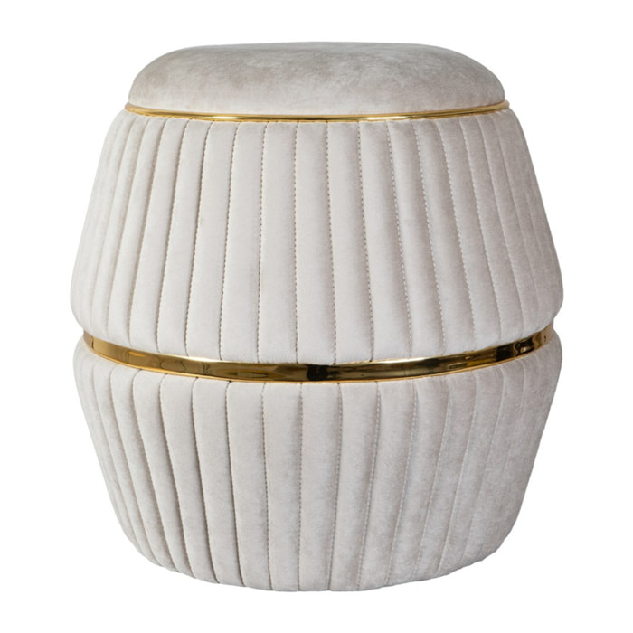 Pouf Doric 200 in Velluto Misto Cotone Taupe e Oro