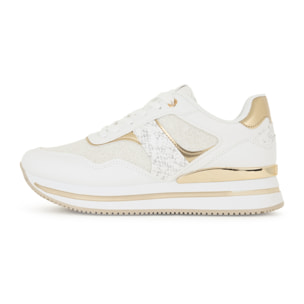 Sneaker glitter con inserti snake e soletta in Memory Foam