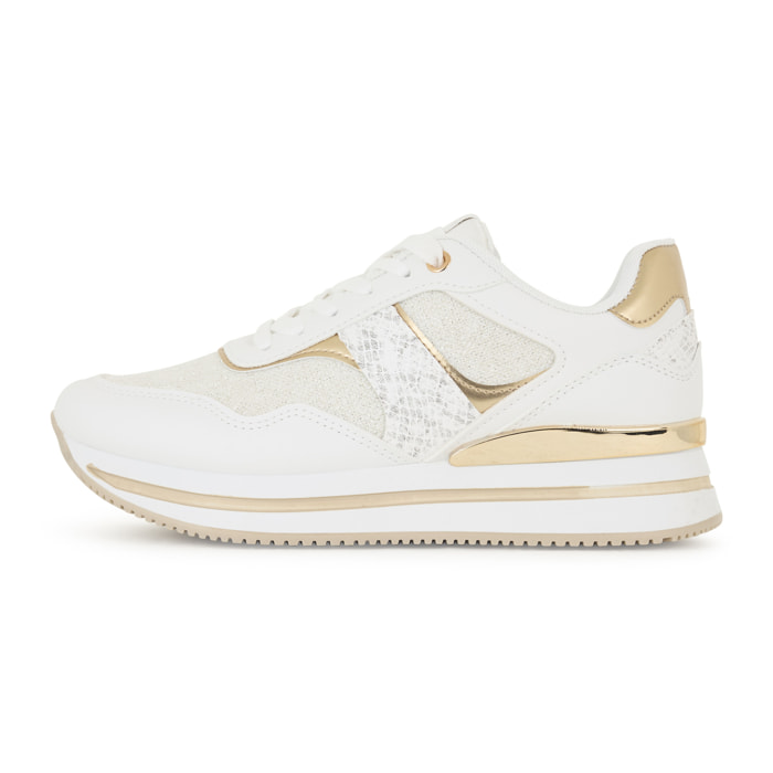 Sneaker glitter con inserti snake e soletta in Memory Foam