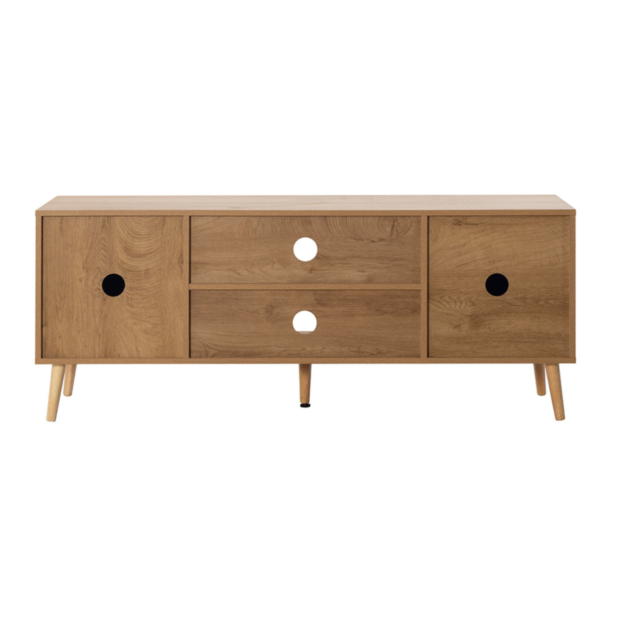 Goto - meuble tv - effet bois et cannage - 140 cm - Bois