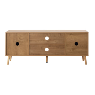 Goto - meuble tv - effet bois et cannage - 140 cm - Bois