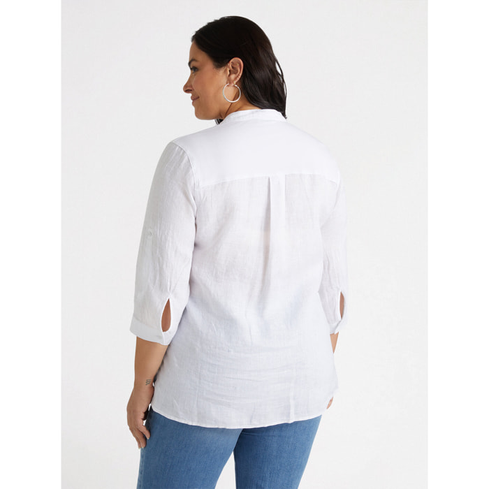Fiorella Rubino - Camisa de lino y punto - Blanco
