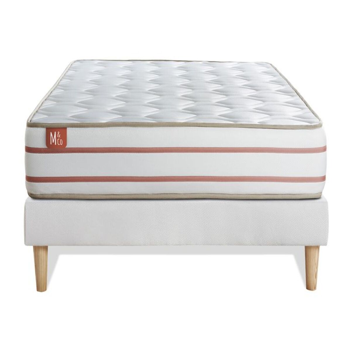 Ensemble Matelas Le Doux - 24cm - Mémoire de forme - Zéro transfert de mouvement - Sommier kit Blanc