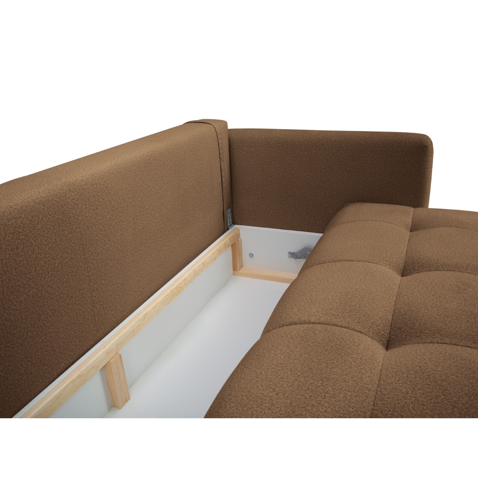Canapé convertible avec coffre de rangement "Madrid" 3 places en tissu structurel marron