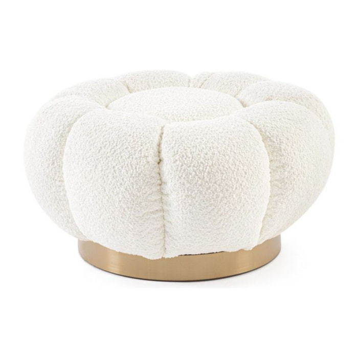 Pouf FLOREL in tessuto effetto bouclé bianco