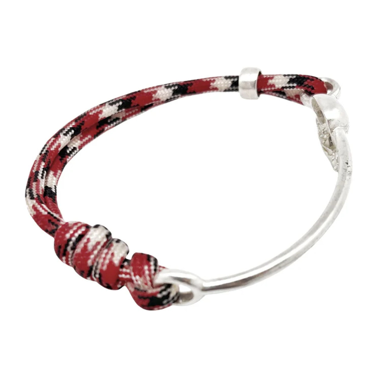 Pulsera paracord BarraSkull rojo y plata