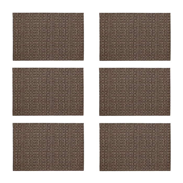 Lot de 6 sets de table effet tissage marron 45x30cm TISSAGE