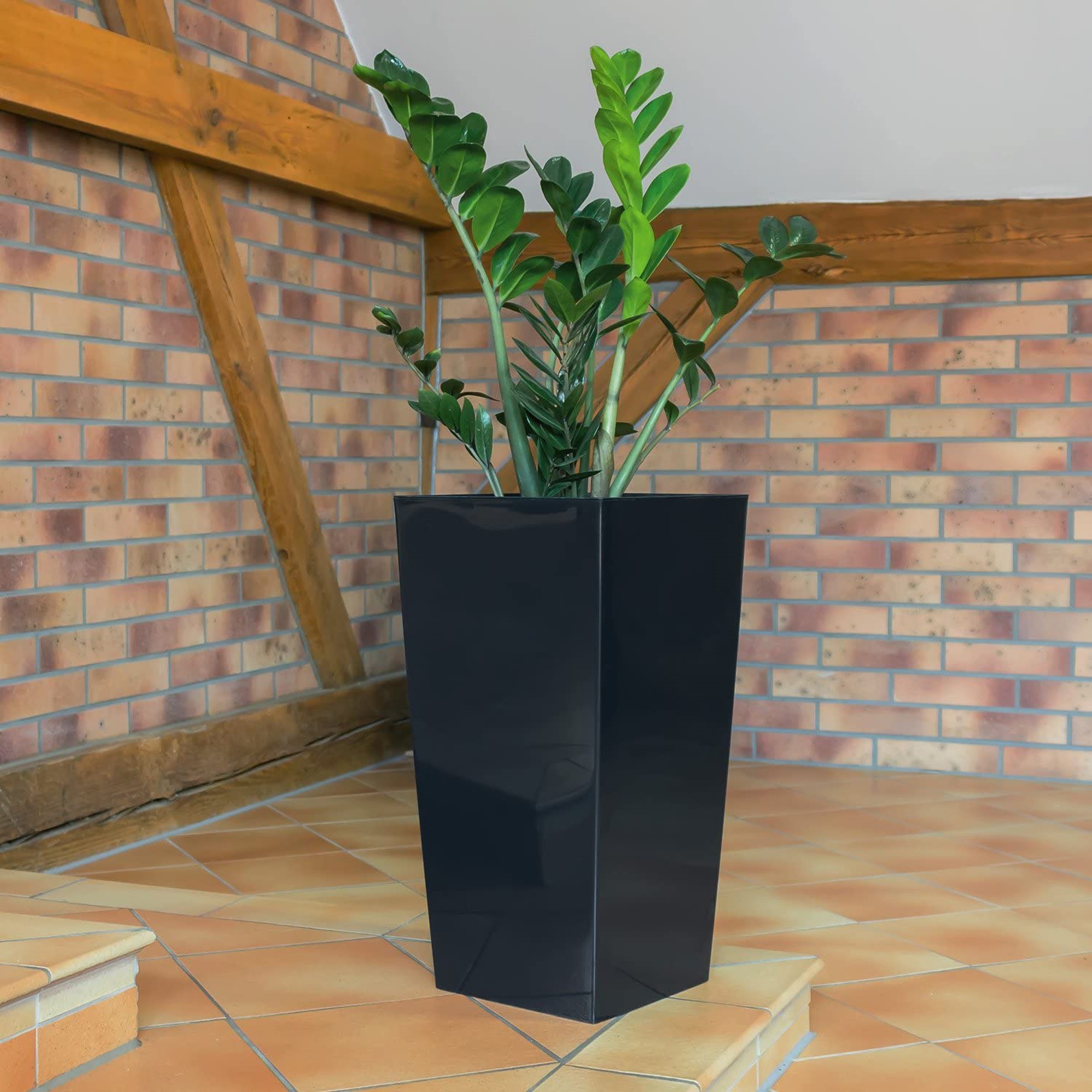 2 unidades de maceta alta urbi 49 litros, de plástico, 32,5 x 32,5 x 61 cm antracita