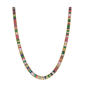 Collar de Circonita Multicolor acabado en oro amarillo de 18k