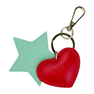 Llavero de corazón rojo Cheval Firenze con estrella verde