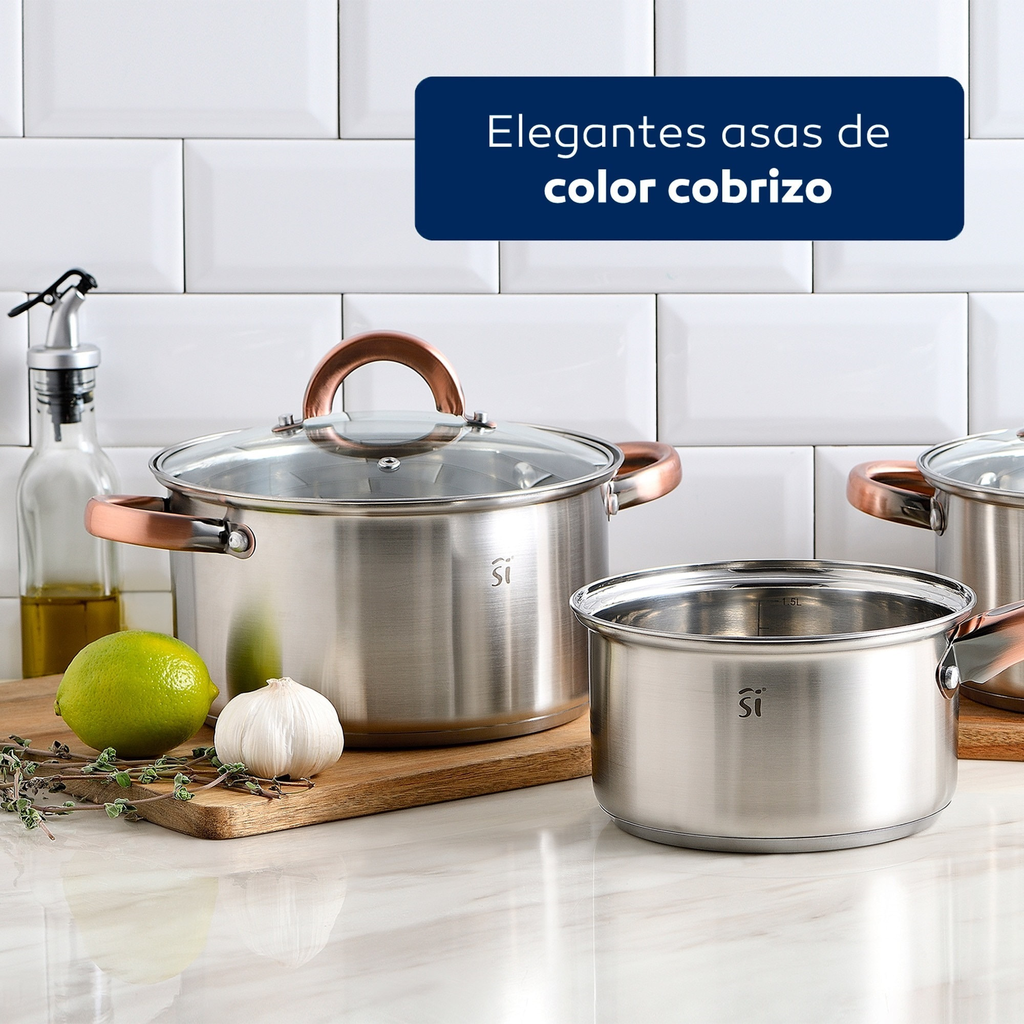 Batería 5pc acero inox ø16ø18ø20 + juego de sartenes ø20ø24ø28 aluminio forjado san ignacio