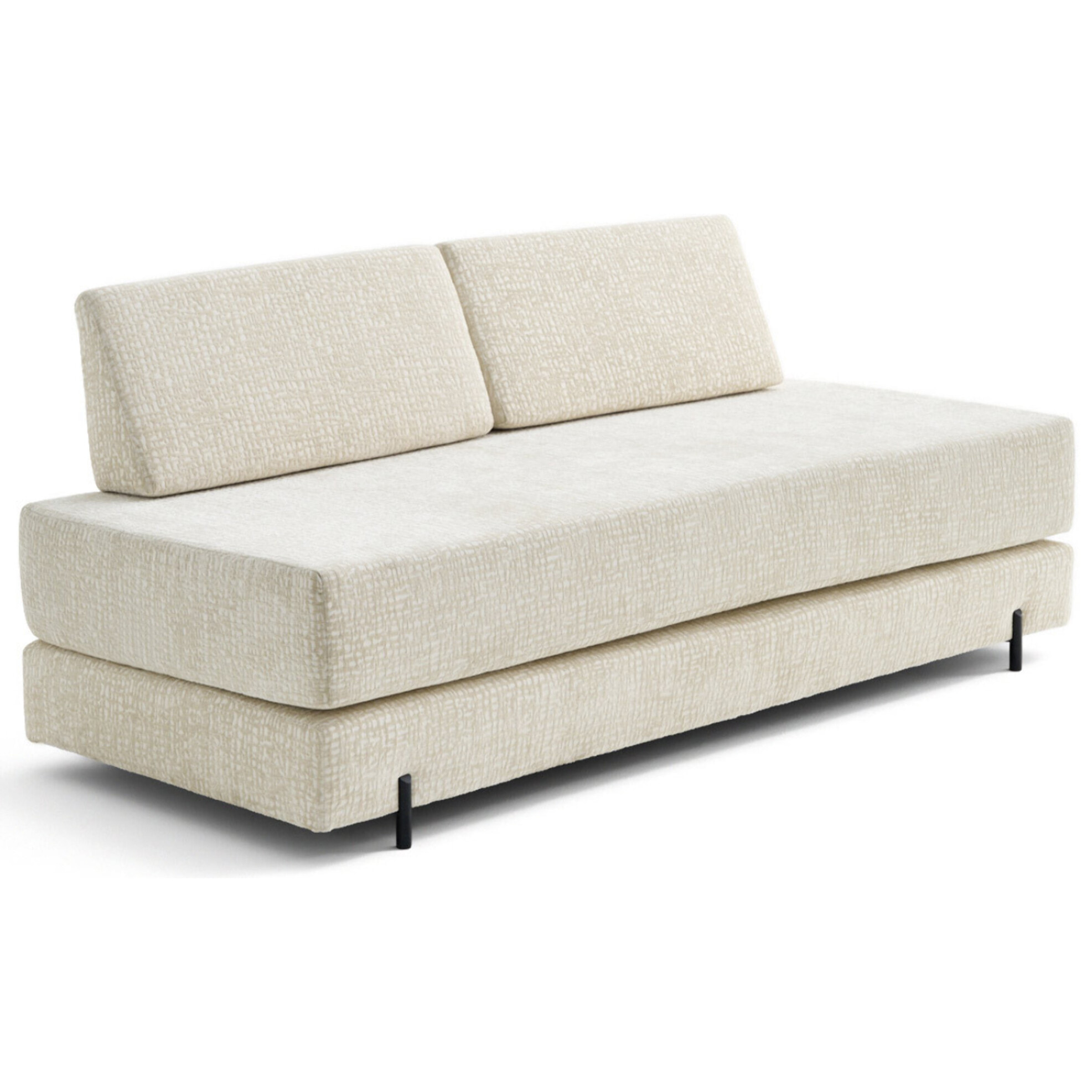 Brescia - banquette 3 places convertible en tissu velours relief - Beige