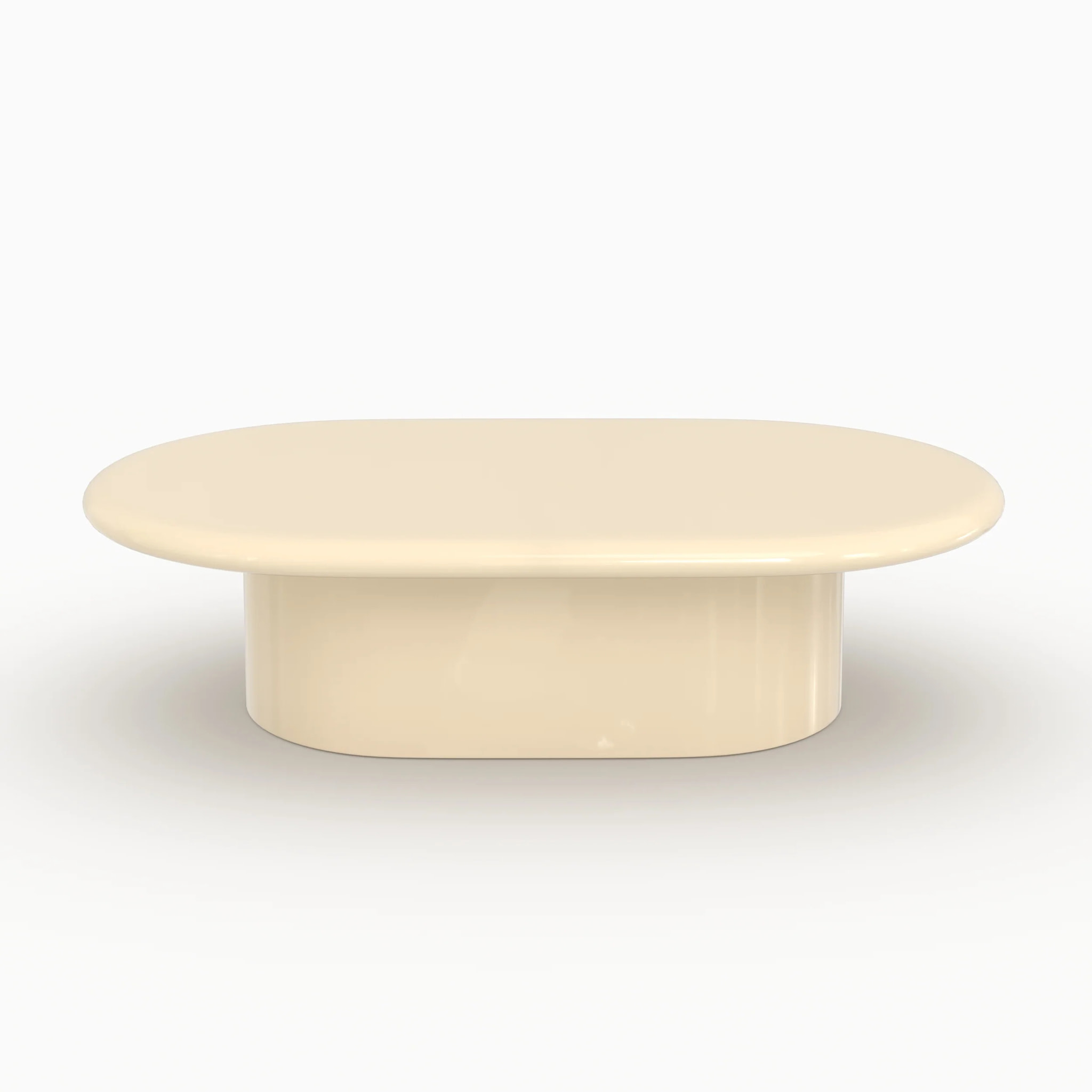 Table basse ovale laquée blanche en MDF, 120 cm - Sia