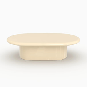 Table basse ovale laquée blanche en MDF, 120 cm - Sia