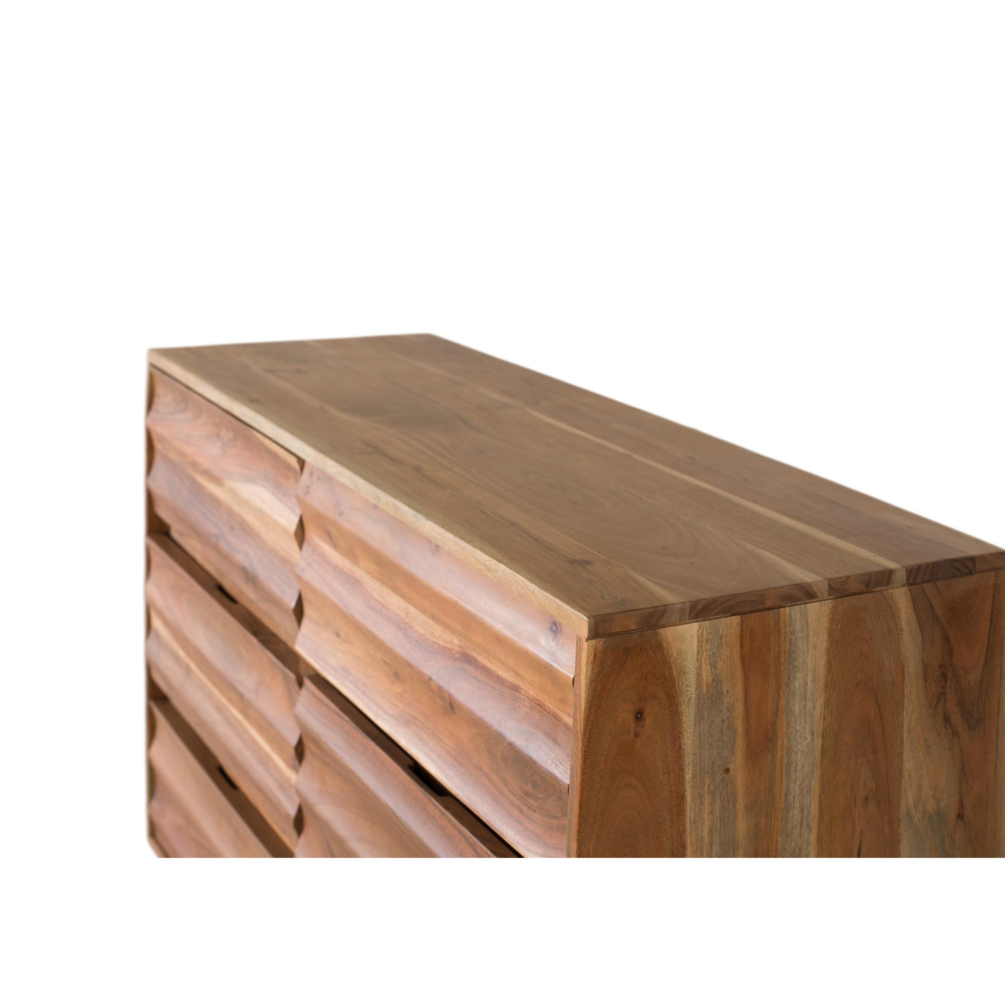 Cómoda de Madera de Acacia 110 Cm Estilo Rústico Moderno