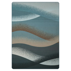 Plaid coton mélangé 415 g/m² motif jacquard bleu beige Sea waves bleu