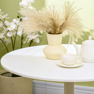 Table ronde design 2 personnes dia. 80 cm style néo-rétro piètement acier plateau MDF blanc