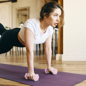 Juego de Mancuernas de 6 Piezas 2 x1 kg 2 x2 kg 2 x3 kg Mancuernas Hexagonales con Revestimiento de Plástico Antideslizante y Estuche de Transporte para Ejercicio en Casa Gimnasio Multicolor