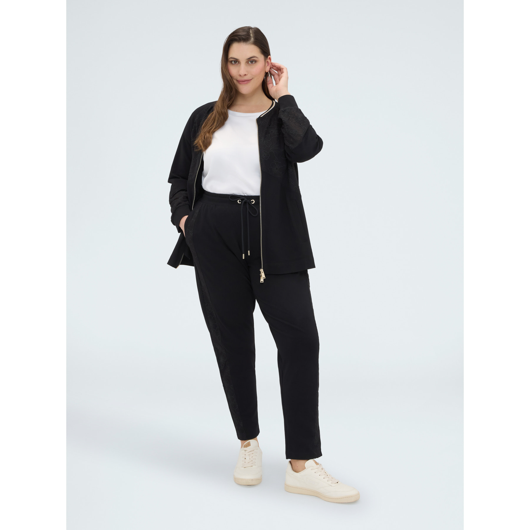 Fiorella Rubino - Joggers in cotone con bande laterali - Nero