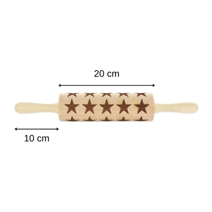 Rouleau à pâtisserie en bois motif étoiles 40 cm Fackelmann Noël