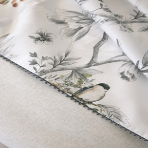 Drap plat imprimé en satin de coton bio, CHARME, Noir et blanc