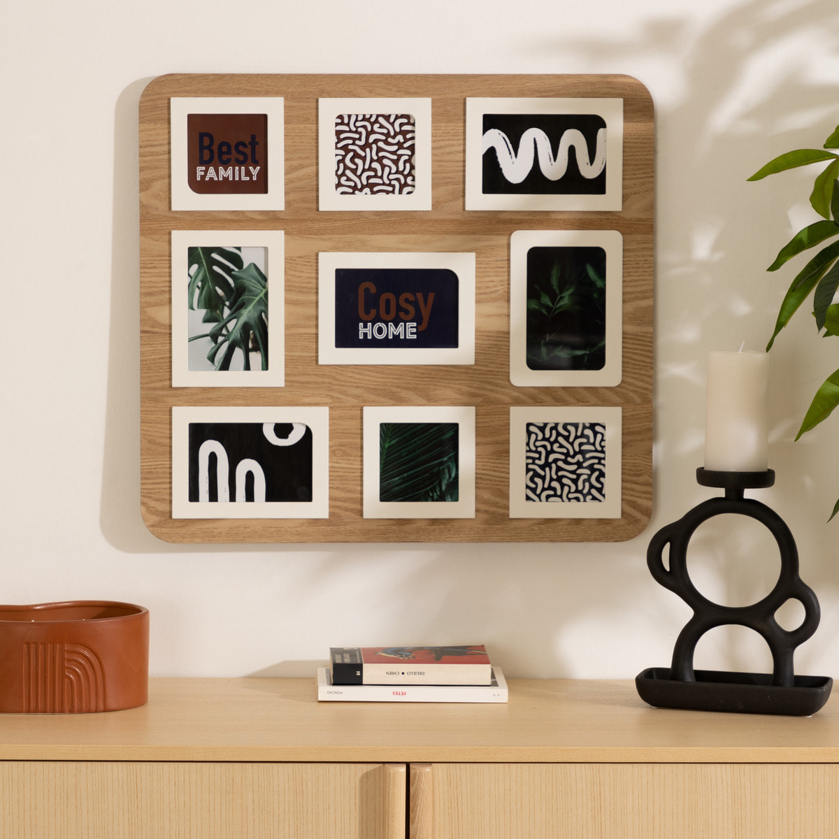 Pèle-mêle "Maurice" en bois 9 photos H53cm