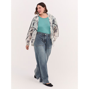 Fiorella Rubino - Jeans Wide Leg con maxi tasche - Blu