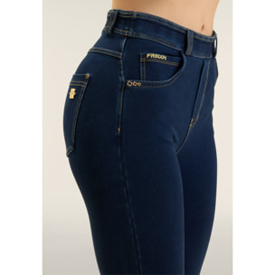 Pantaloni capri effetto denim con 5 tasche