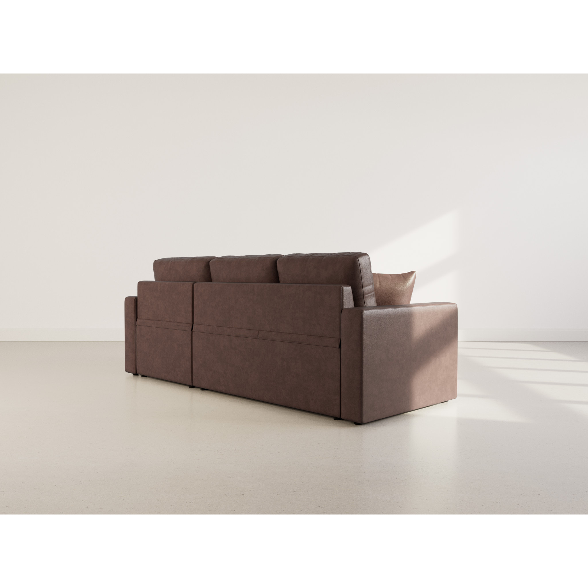 Cyrus - Canapé d'angle réversible 4 places - convertible avec coffre - en simili - Marron