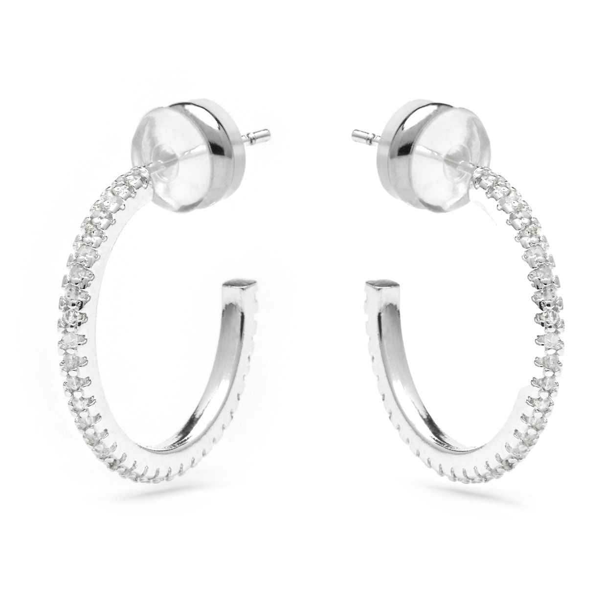 Pendientes de 21mm de diámetro acabado plata y Circonita Brillante