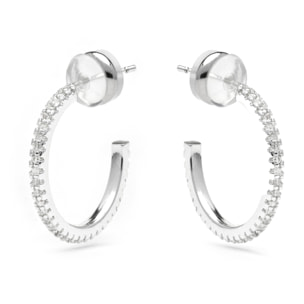 Pendientes de 21mm de diámetro acabado plata y Circonita Brillante