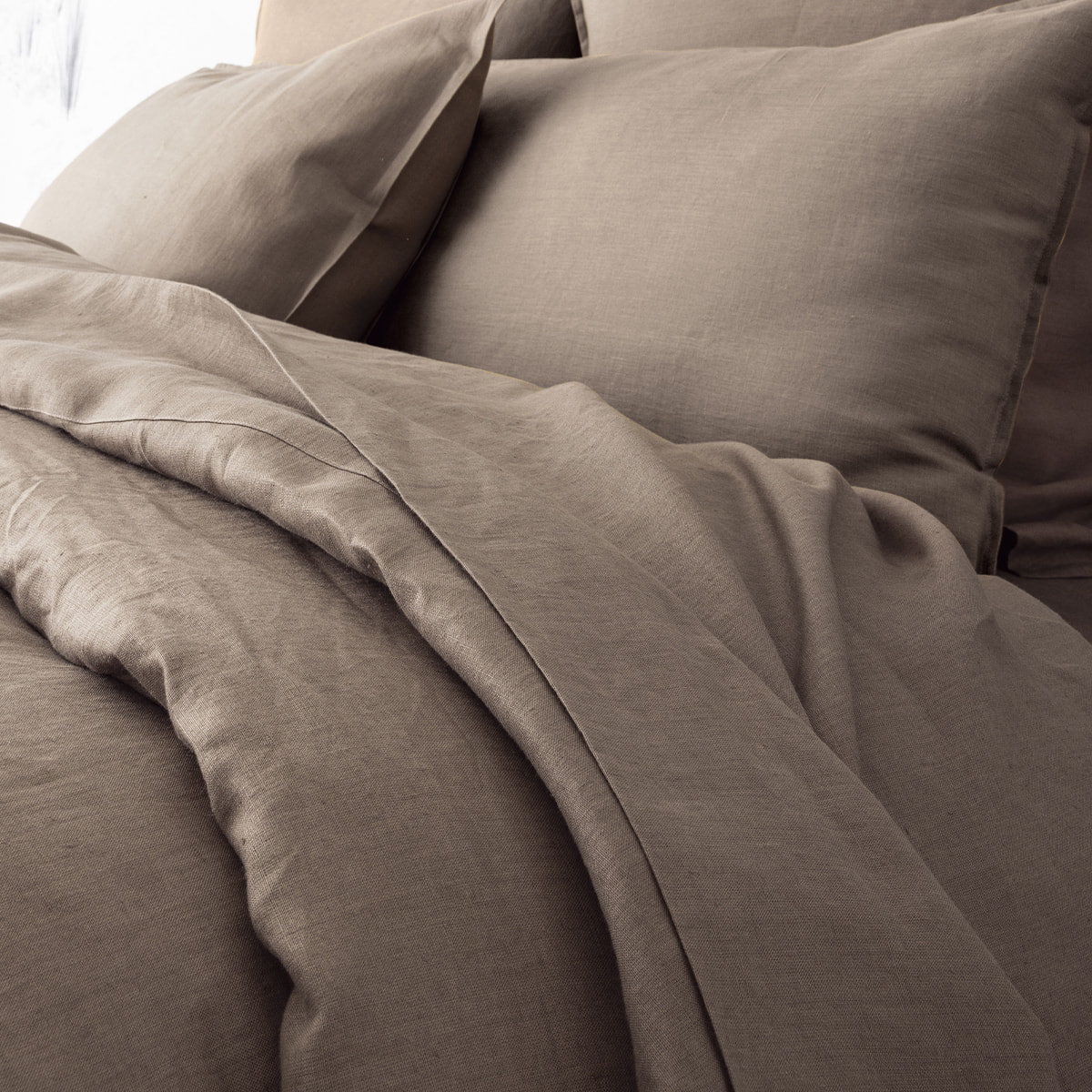 Drap housse uni en lin, NOUVELLE VAGUE, Marron roseau