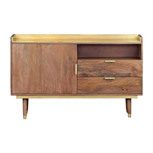 Mobile credenza in legno di mango e metallo dorato