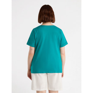 Fiorella Rubino - Camiseta con pedrería - Petrol Blue