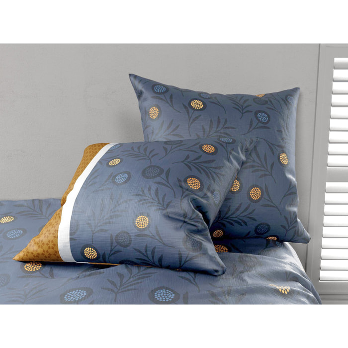 Parure housse de couette coton jaune