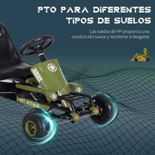 Go Kart Racing Deportivo con Embrague y Freno Negro y Verde