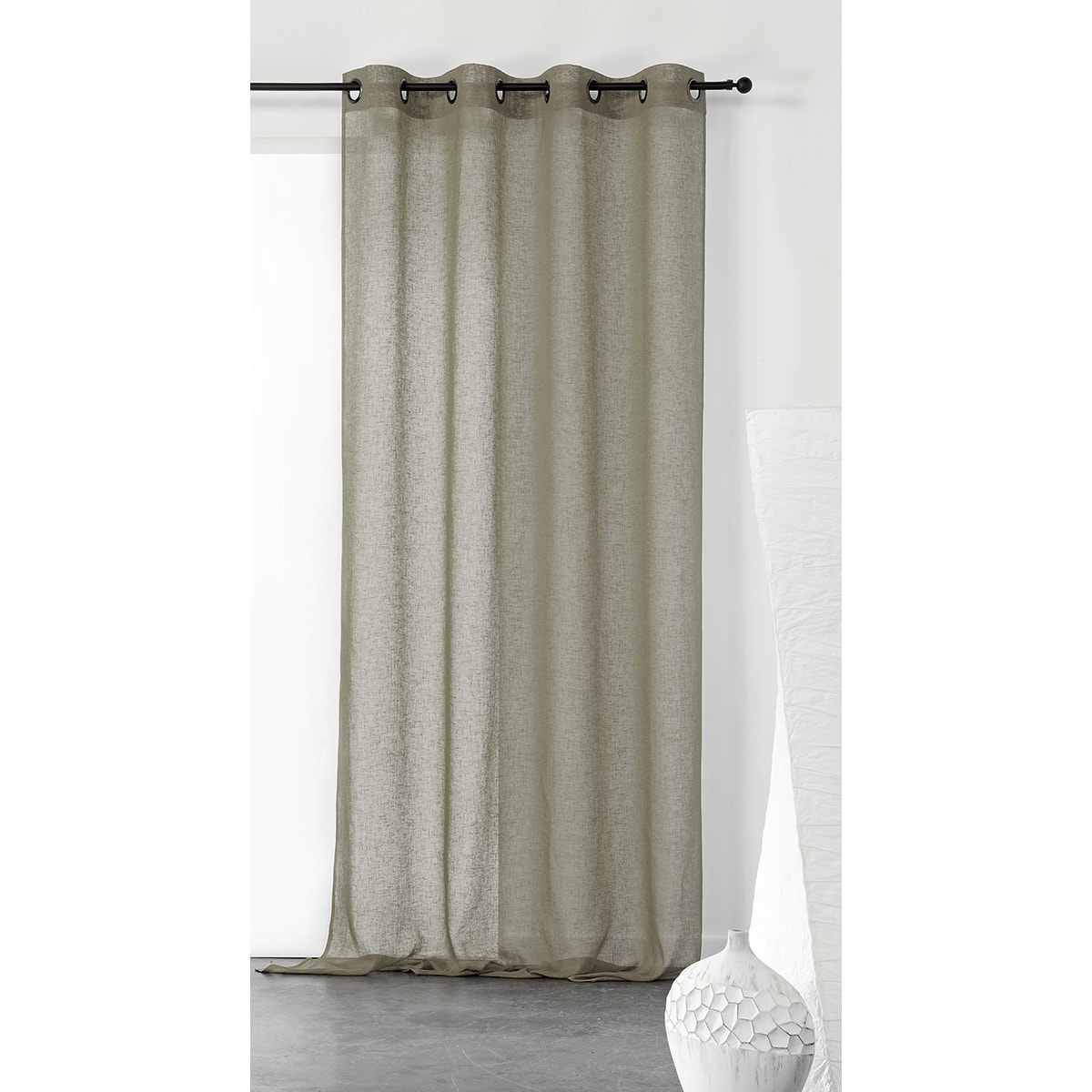 Voilage uni et tamisant en poly/lin - Vert Olive