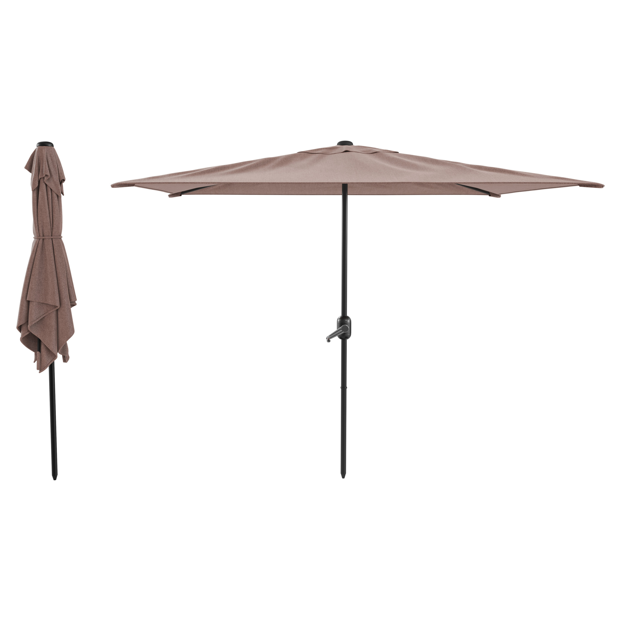 Ombrellone Rettangolare 3x2 M Da Giardino Parasole Per Balcone Con Air Vent Apertura A Manovella Anti UV Idrorepellente Mare Spiaggia Piscina Tortora