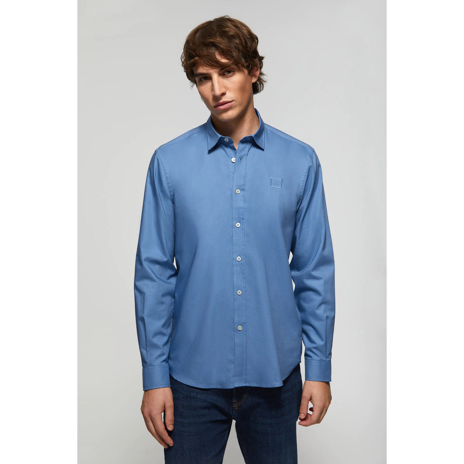 Camicia blu oxford con logo Polo Club