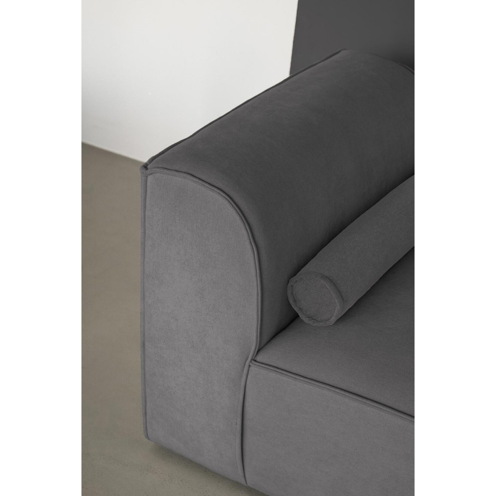 Felix - canapé modulable panoramique d'angle gauche 7 places en tissu texturé - Gris foncé