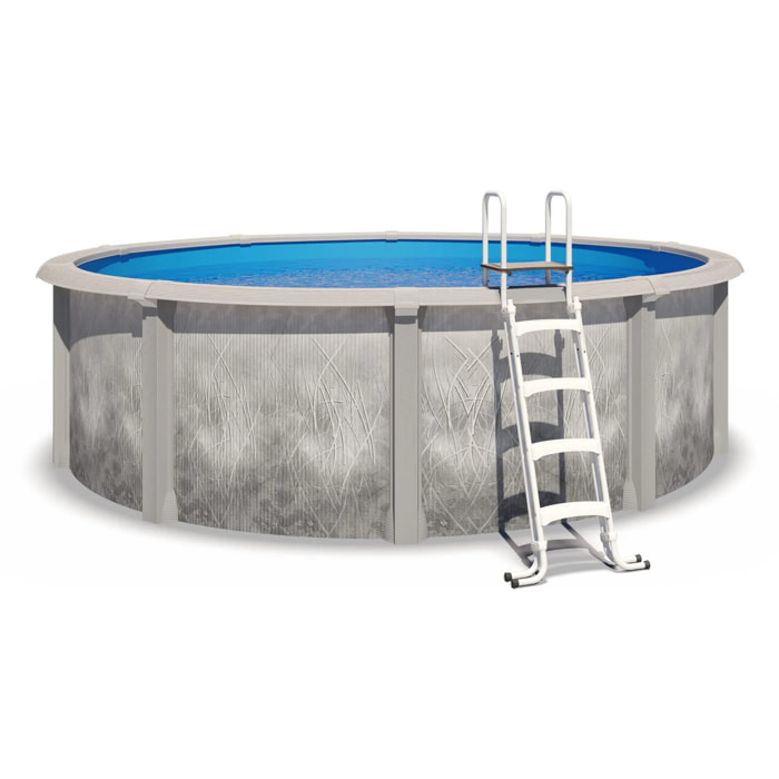 Piscine hors sol acier et résine ronde Ø 4,55 x 1,32 m gris dégradé LIBERTY