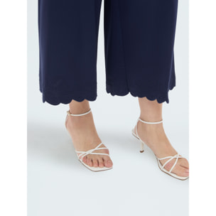Fiorella Rubino - Pantalones cropped con dobladillo bordado - Azul