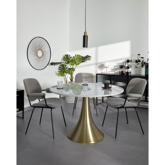 Table ronde Oria en marbre blanc et pieds en acier doré Ø 120 cmLa Forma -