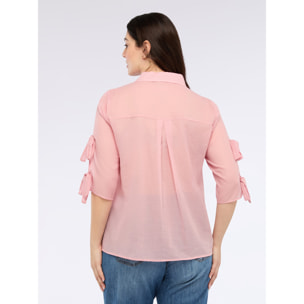 Fiorella Rubino - Camicia in cotone con fiocchi sulle maniche - Rosa